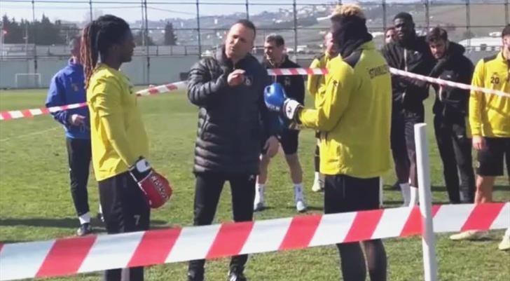 Farklı yöntem! Tartışan oyuncularına boks eldiveni giydirdi ve…