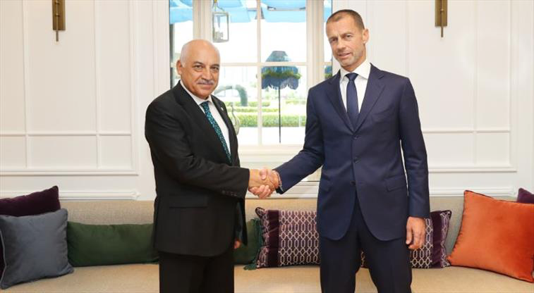 TFF Başkanı Mehmet Büyükekşi UEFA Başkanı Aleksander Ceferin ile görüştü